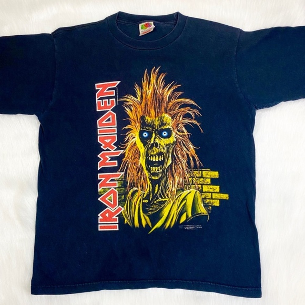 Vintage Graphic Print T Shirt Band Tee Iron Maid Metal Music 90s 80s - Picture 4 of 6
